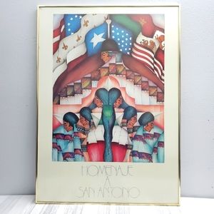 Vtg Amado M. Pena Jr. 1986 "Homenaje A San Antonio" Print Art